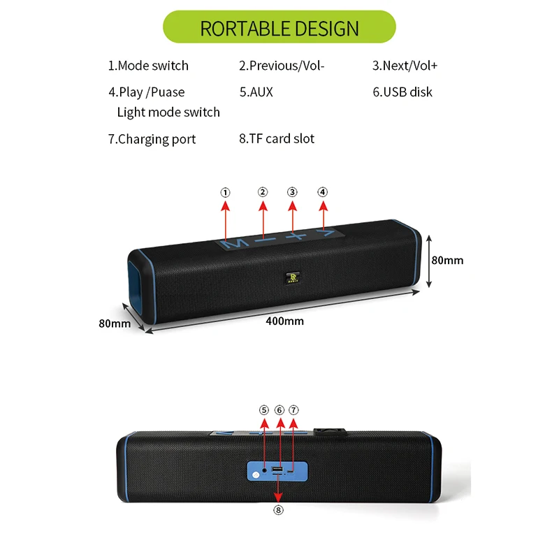 

9D Sound Bluetooth Stereo Speakers For Computer PC Laptop Full Range Subwoofer Bar Column TV Home Theater Caixa De Som