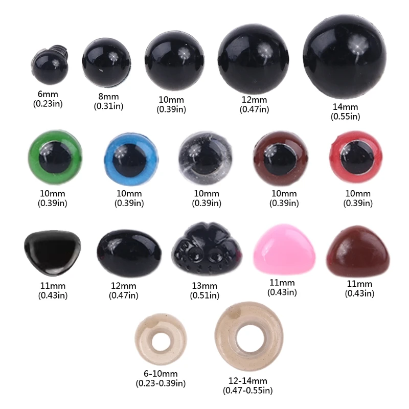 

50pcs/set Triangle Nose Round Safety Eyes with Washers for Bear Puppet Dolls Toy