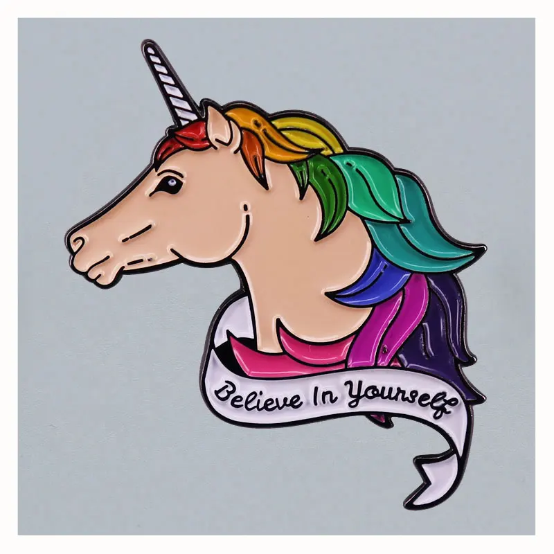 

Cute Unicorn Cartoon Brooch Interesting Metal Enamel Badge Denim Jacket Backpack Pin Decoration Children Fashion Jewelry Gifts