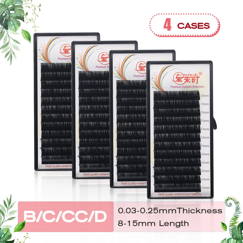 Накладные ресницы для наращивания 4 лотка индивидуальные русские Корея шелк