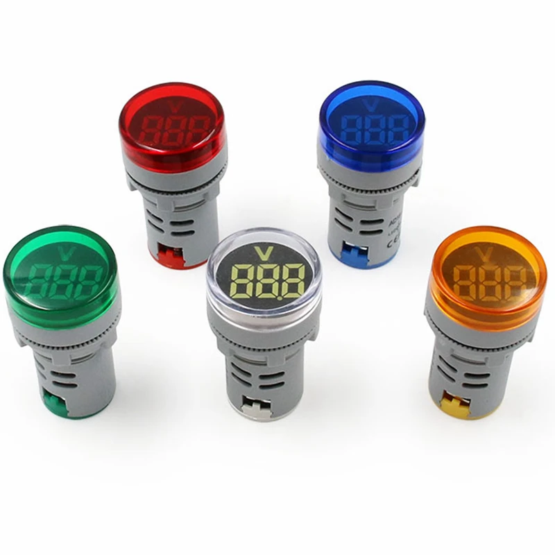 

DIY Mini Digital Voltmeter 22mm Round AC 12-500V Volt Voltage Tester Meter Monitor Power LED Indicator Pilot Lamp Light Display