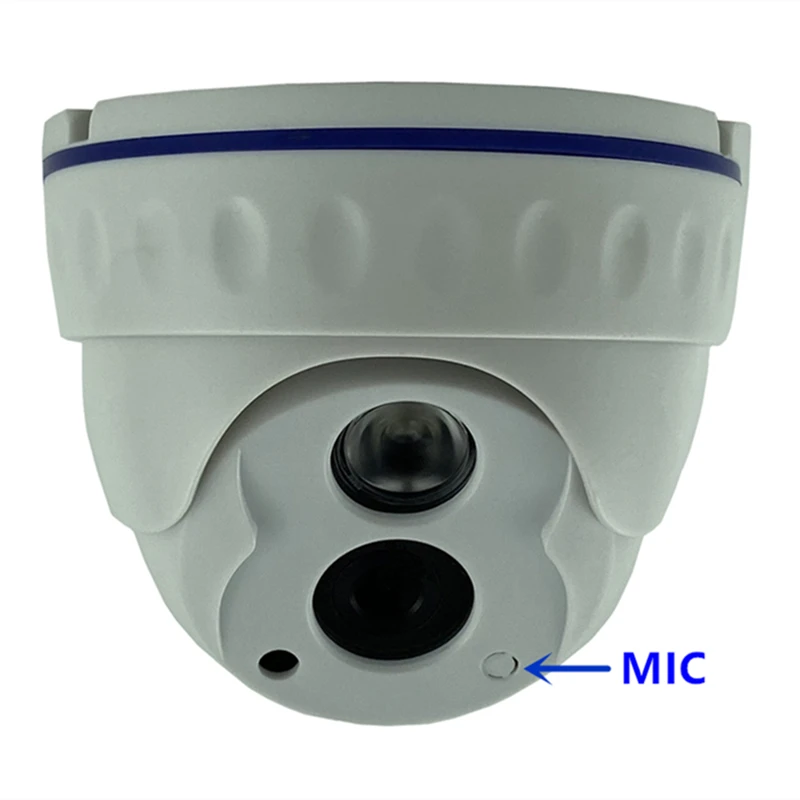 Встроенный микрофон аудио Sony IMX307 + 3516E IP купольная камера 3MP H.265 Низкое освещение