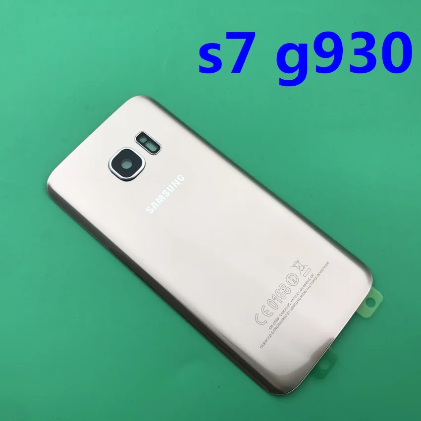 Samsung Galaxy S7 edge оригинальная Задняя крышка батареи G930 G930F чехол G935 G935F задняя дверь корпус стеклянная панель Запасная часть - Цвет: s7 gold