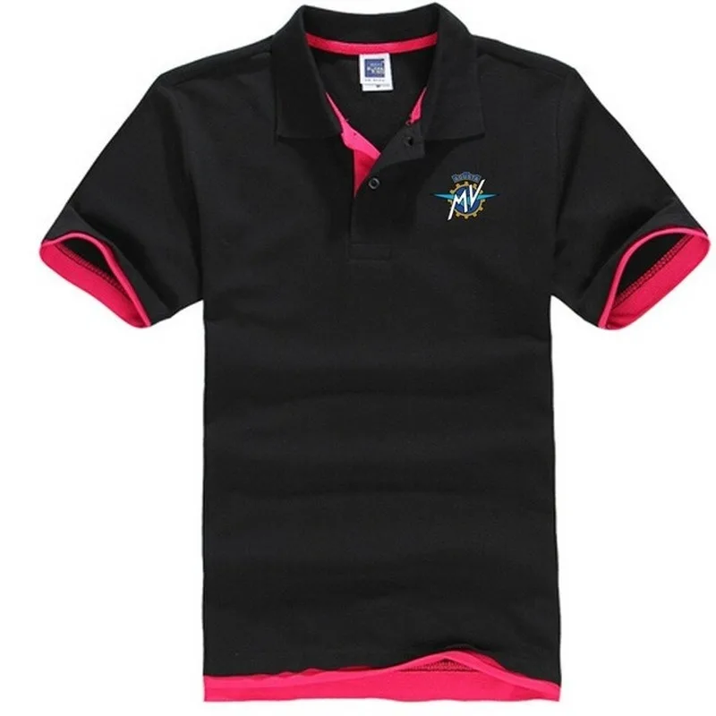 

Summer Cotton Man Polo Shirts Solid Color Short Sleeve Slim Breathable Famous Men's t shirts MV Agusta print Male Top POLO shirt