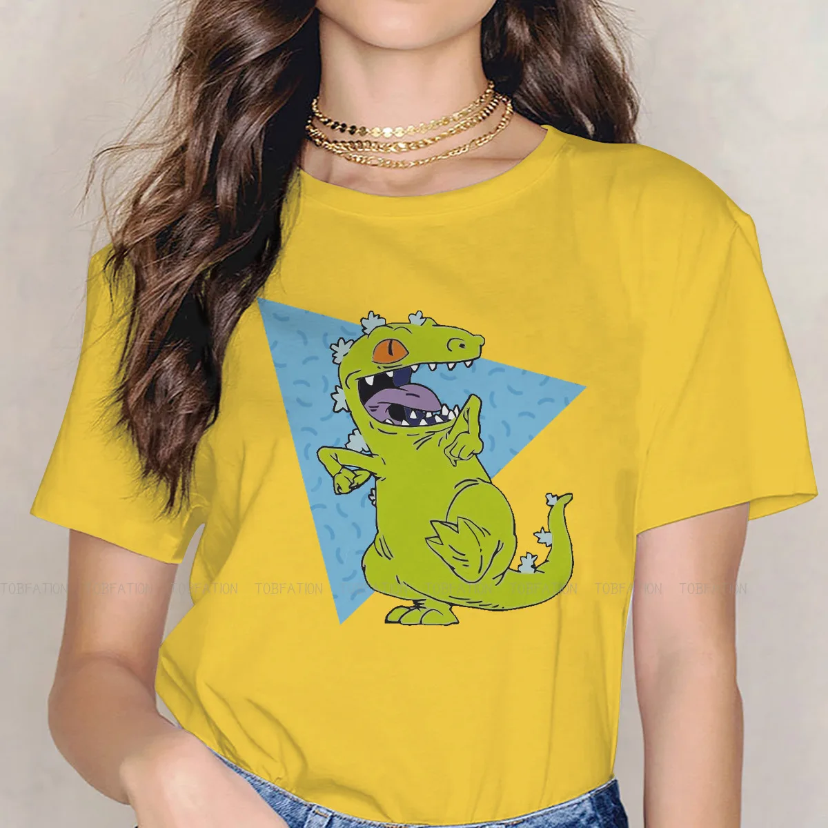 Женские футболки Reptar Essential с динозавром тканевая футболка Харадзюку круглым