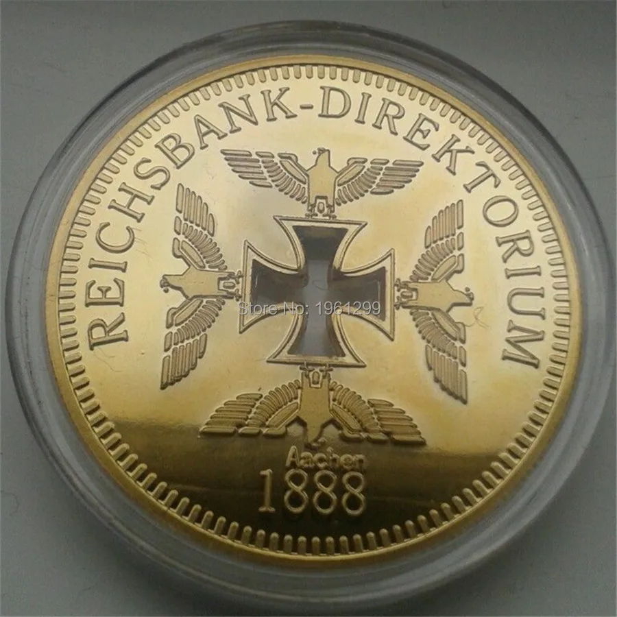 

Копирная монета из золота в стиле Рейхсбанка Aachen 1888, 1 шт./лот 999/1000, Германия, Цинковый крест, очень редкая монета