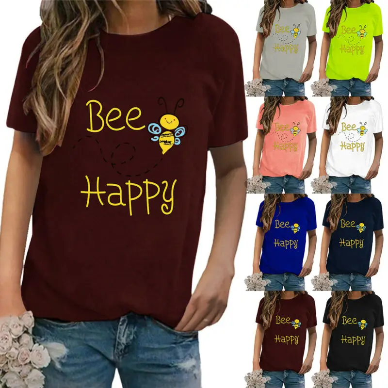 

Women Printed Short Sleeve T-Shirt Top Summer Casual Blouse Tee Shirt Plus Size