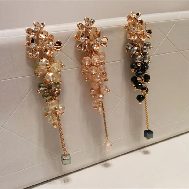 

3 Colors Crystal Tassel Earrings For Women Long Ear Drop Doll Decoration Party Supplies Jewelry Christmas Gift Bijoux