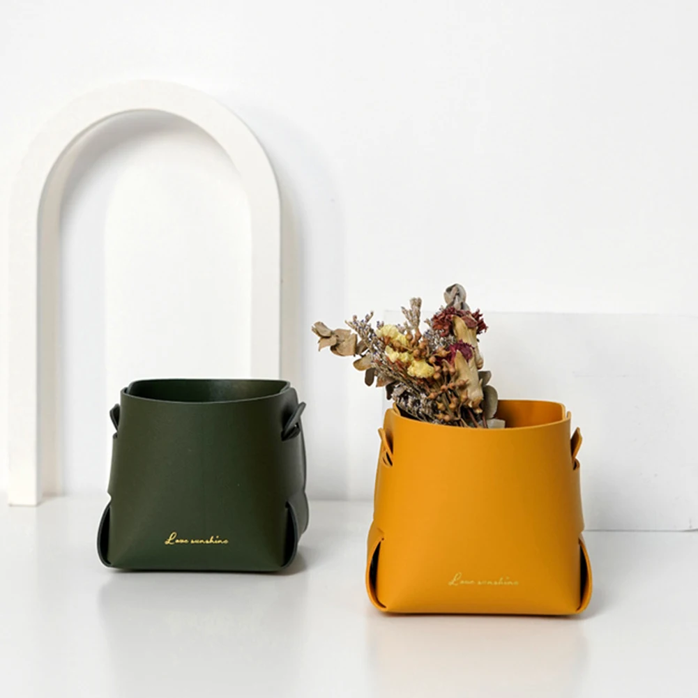 Мини корзина для хранения складной настольный органайзер простые кожаные Кубы