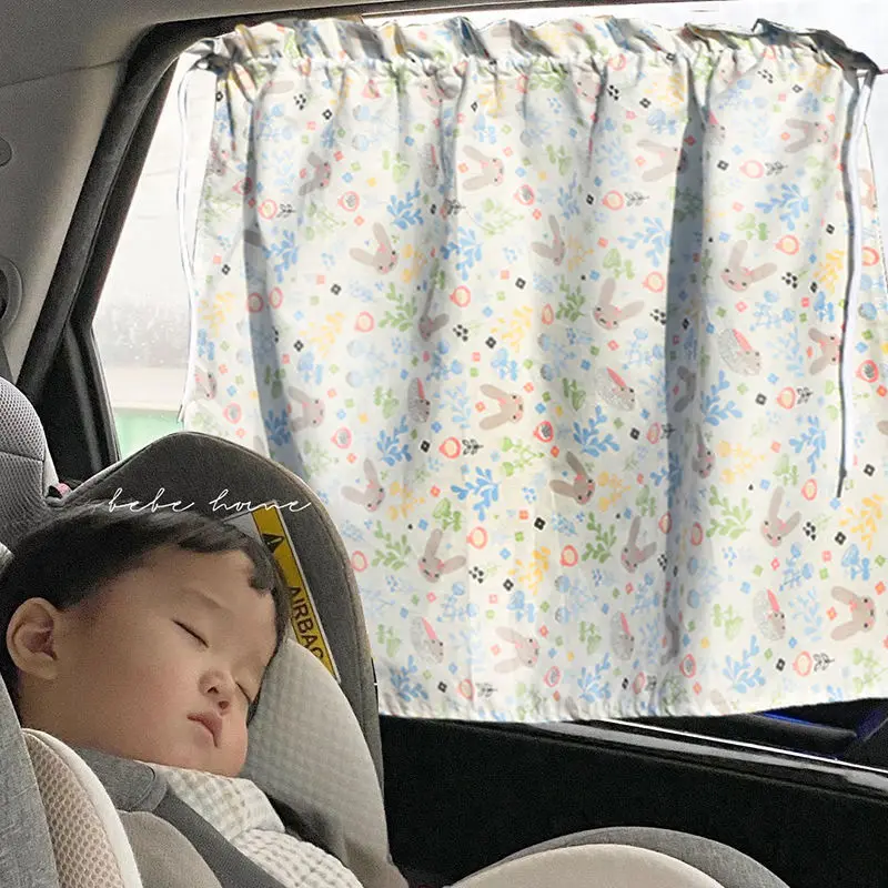 

Cherry Kids Car Sunshade Curtain Suction Cup Universal Sunscreen Heat Insulation and Light Blocking Curtain Windshield Sunshade