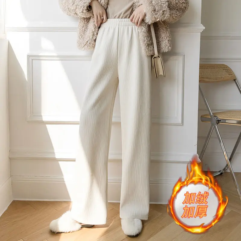 

Winter Thicken Women Pencil Pants Plus Size Wool Pants Female Autumn High Waist Loose Trousers Capris Womens Pants