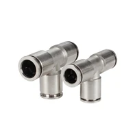 pe nickel plated copper pneumatic parts equal tee type fittings air quick connector element one touch push