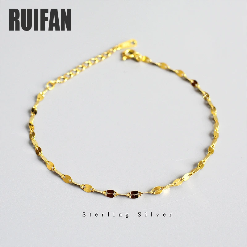 

Ruifan Ins Gold/Silver Ripple 925 Sterling Silver Bracelet for Women Korean Slim Minimalist Chain Woman's Accessories YBR158