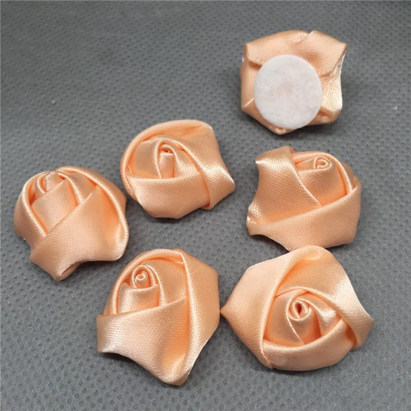 

50pcs 25mm Satin Ribbon Rose Flower DIY Craft Wedding Appliques orange