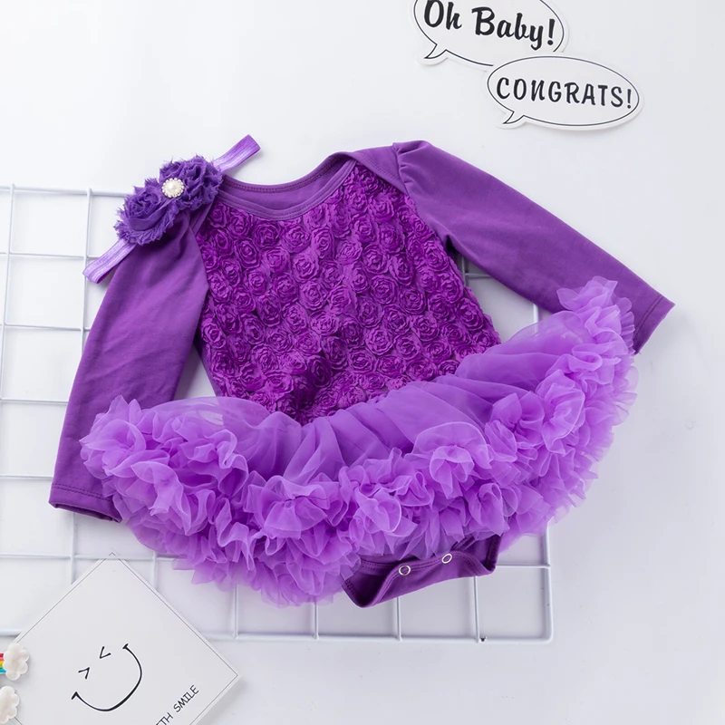 

Kaiya Angel 2pcs Baby Lace Romper + Headband Long Sleeve Autumn Infant TUTU Romper 2019 Newborn Baby Girls Birthday Jumpsuit