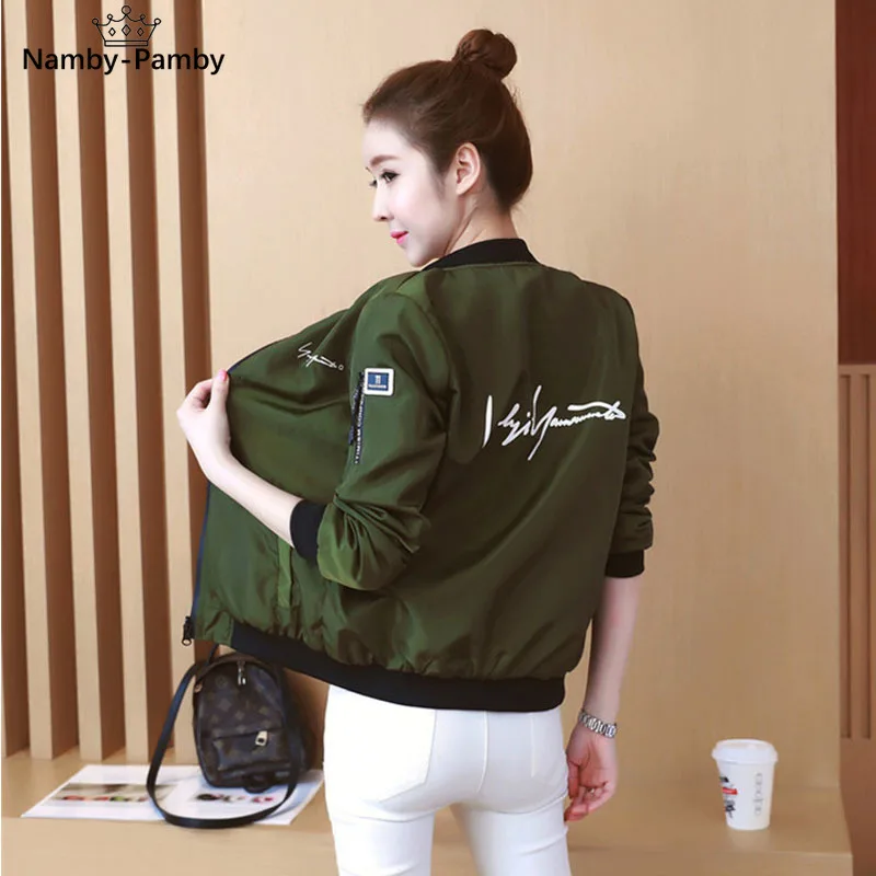 

Spring Autumn Women's Jacket Baseball Uniform Coats Korean Style Double-Sided Wearable Tops YQ059
