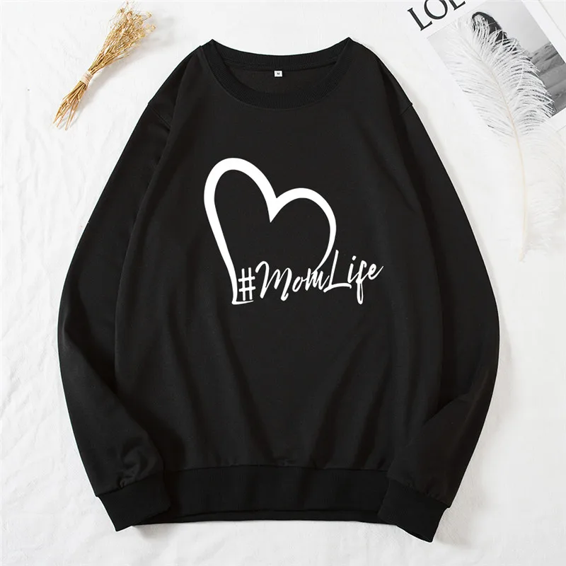 

2021 Fall Women Hoodies Lovely Heart Print Hoodie Long Sleeve Shirt O-NECK Pullover Sweatshirt Women Clothes Pink Tops Plus Size