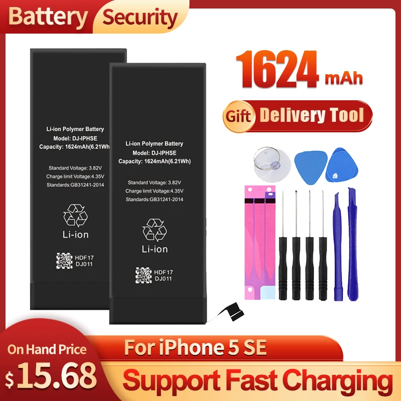 

DEJI Original Lithium Battery For iPhone 5SE With Repair High Quality Real Capacity 1624mAh Cell phone Batteries Replacement
