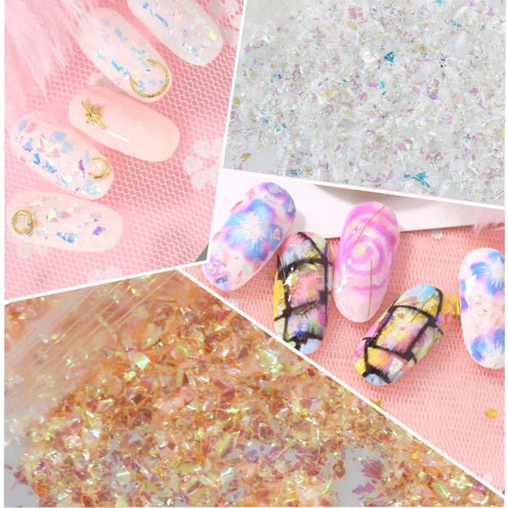 20 г/пакет оболочка для дизайна ногтей блестки целлофановые 12 цветов украшения