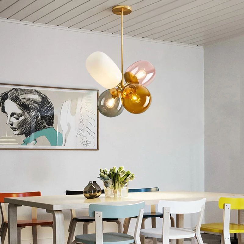 Современная люстра со стеклянными шариками в скандинавском стиле для детской