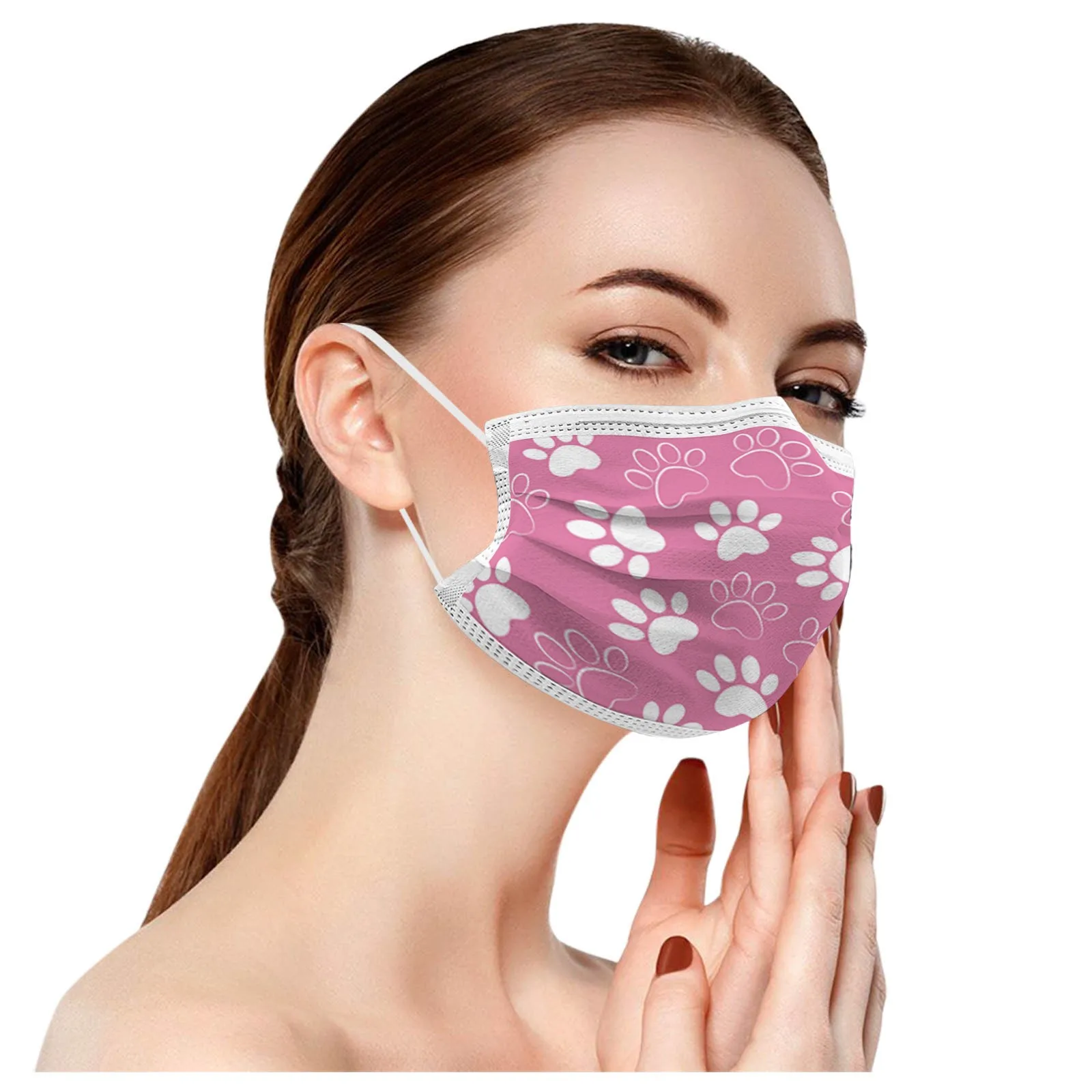 

Adult Cat Paw Cat Printing Disposable Mask masque 100PCS Breathable 3ply Earloop mondkapjes dustproof mascarillas