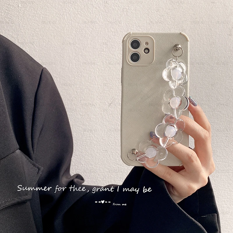 Эксклюзивный мягкий кожаный чехол с цветочным браслетом для телефона OPPO Reno 3 4 5 Pro