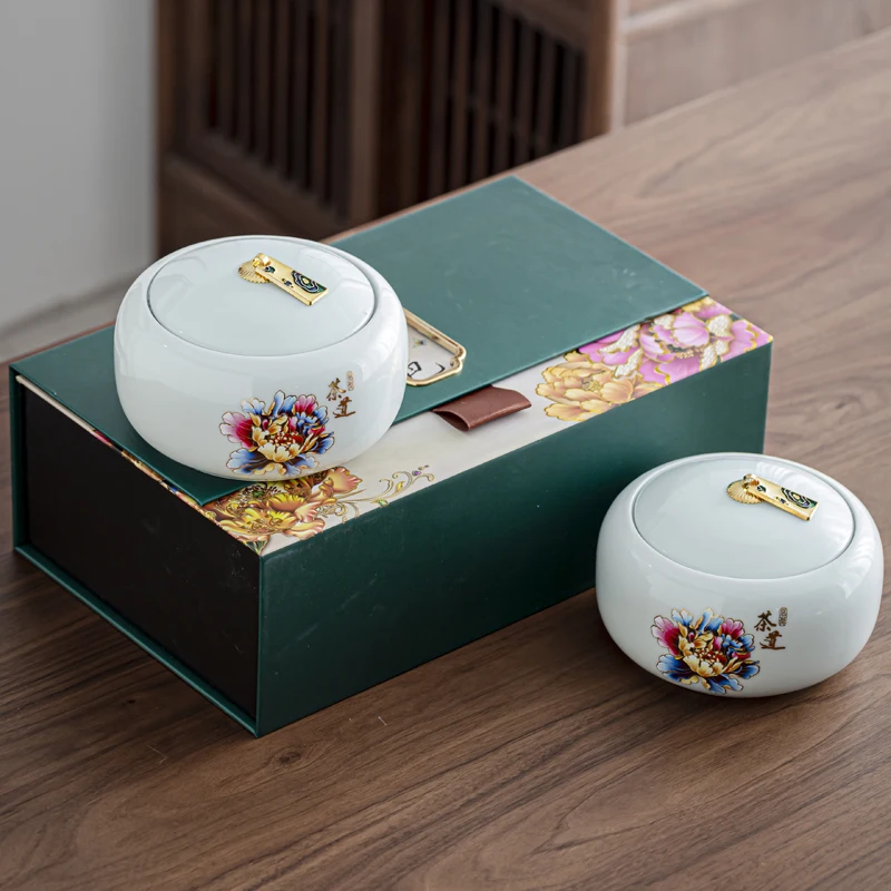 安い セラミックティーボックス,砂糖入り,手作り,シール付き,耐寒性,グリーンコンテナ,家庭用製品,50