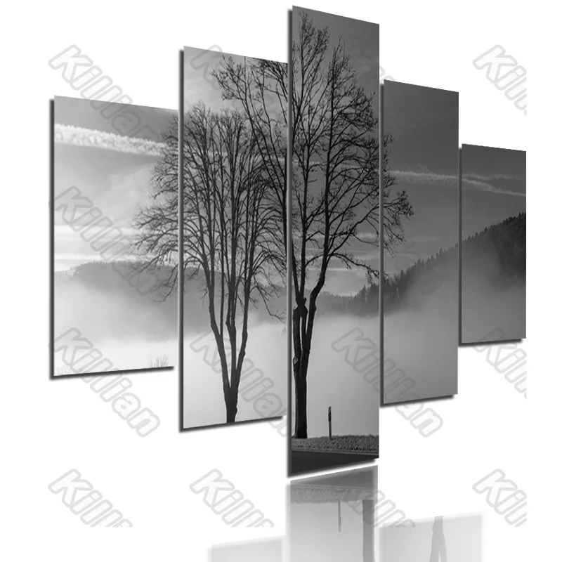 

Nostalgia Style Mural Canvas Paintings Bed Home Decor Prints 5 Pieces Dead Tree Cloud Decoration Living Room Wall Fresco