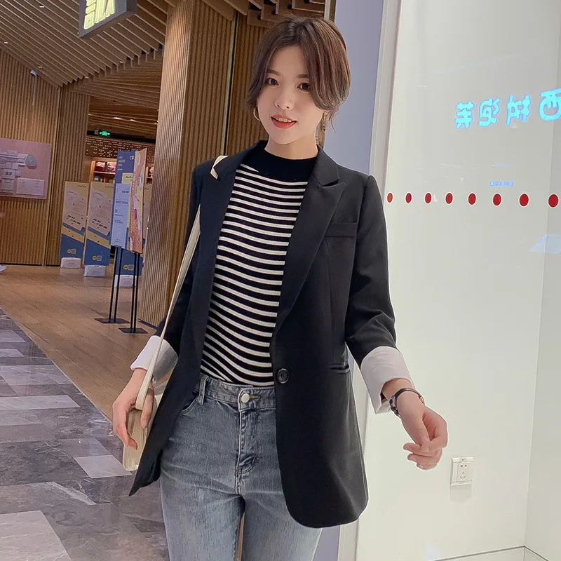 Женский винтажный клетчатый Блейзер куртка с карманами женские костюмы в стиле