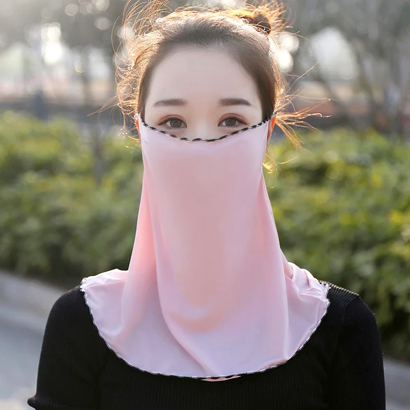 

Sunscreen Summer Neck Cover Veil Outdoor Riding Thin Summer Breathable Silk Face Scarf Fashion UV Protection Lady Chiffon Scarf