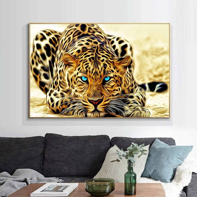 

Animals Golden Cheetah Art Posters and Prints Decorative Wall Pictures Leopard Canvas Paintings for Living Room Decor Cuadros