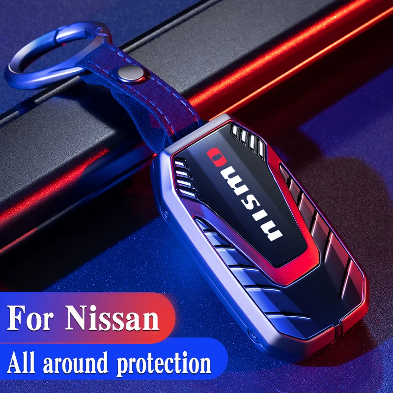 

For Nissan Versa Maxima Rogue Armada Sentra Qashqai X-Trail For Infiniti FX35 QX50 Car Zinc Alloy Key Case Holder Accessories