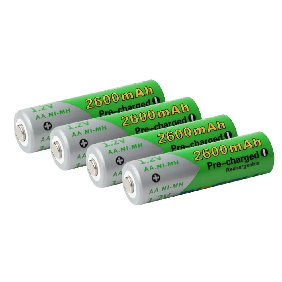 Pkcell 4pcs 1.2V AA R6 Ni-Mh 2600mAh LSD Rechargeable Batteries High Capacity Pre charged Set With 1200 Cycle | Электроника