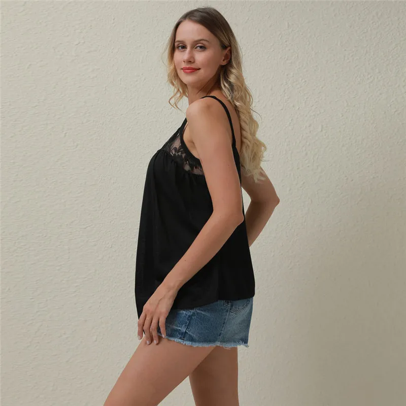 Женские одноцветные кружевные топы 2020 женские сексуальные на бретельках летние