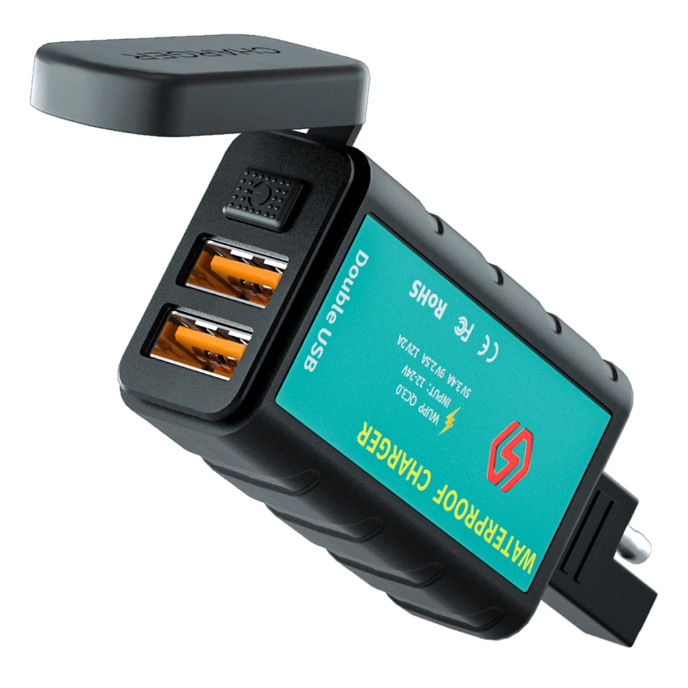

ZH-1422C3 Motorbike Charging Device Dual Port Motorcycle Charger Waterproof SAE USB Adapter for Vehicles Motorcycles ATVs SUV