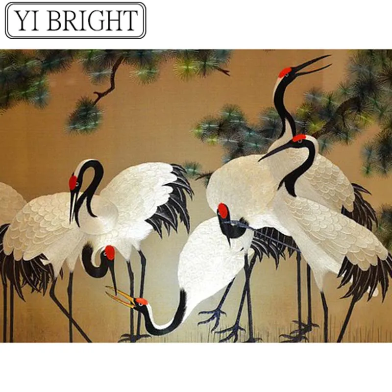 

Home exhibition 5D diy diamond painting embroidery White crane Rhineston Needlework Home Decoration A birthday present cnn