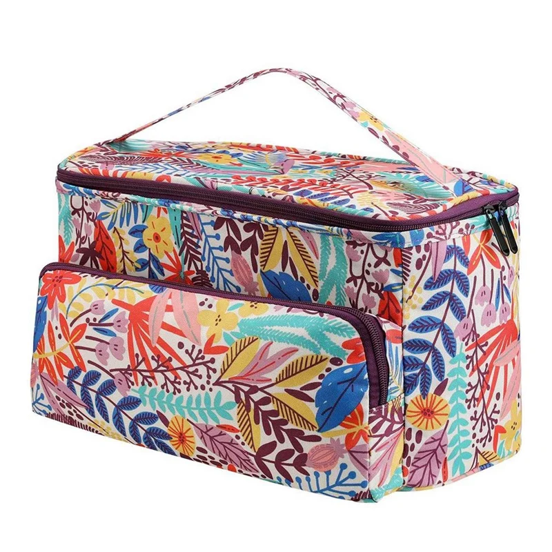 

2PCS Yarn Storage Organizer Tote Bag Holder with Zipper Closure and Pocket, Deer & Leaf