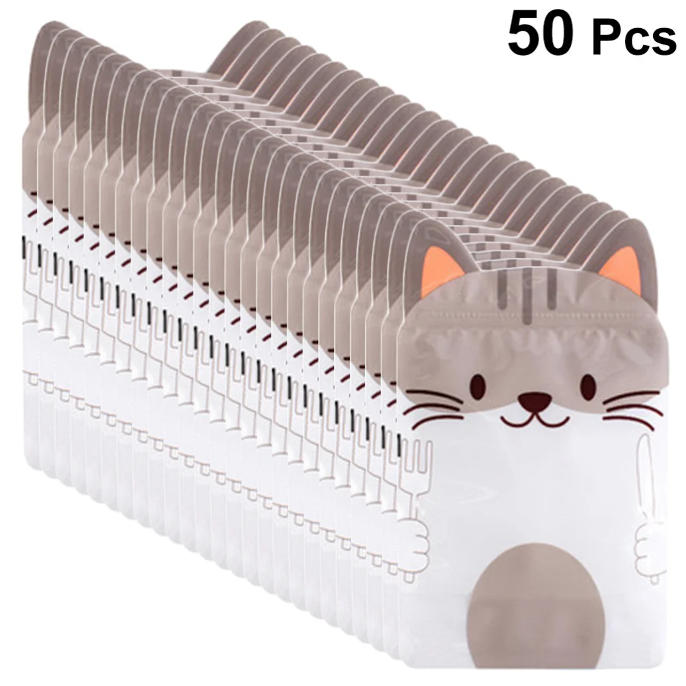 

50pcs Cartoon Reclosable Sealing Bag Zipper Zealed Nougat Pouch Food Storage Bags (Yellow Dog)