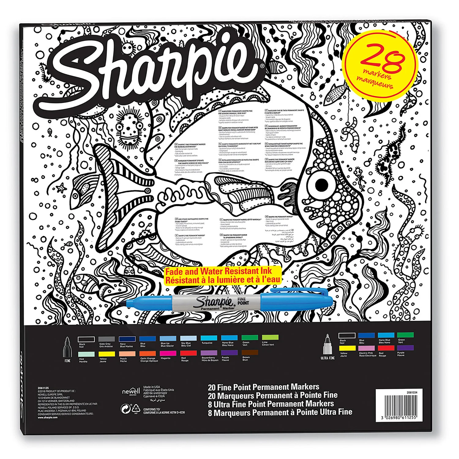Set of markers permanent paper mate fine 2061125 Sharpie bullet-shaped pish. Tip 2mm 28cv. Assorted cardboard box | Канцтовары для