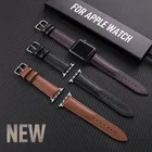 Ремешок кожаный для Apple Watch 6 SE 5 4 3 2 1 38 мм 40 мм, мужской кожаный браслет для iwatch 5 44 мм 42 мм