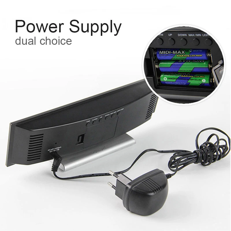 Большой ЖК дисплей настольные повтора будильник с подсветкой светильник