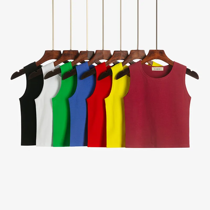 Женский винтажный укороченный топ в стиле панк белый без рукавов Корейском лето