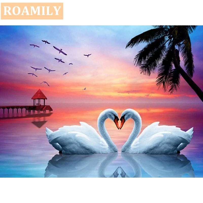 

5d Diamond Painting Swans,Love of Animals,Full Square/Round Diamond Embroidery,DIY Home Decor,Cross Stitch with Rhinestones