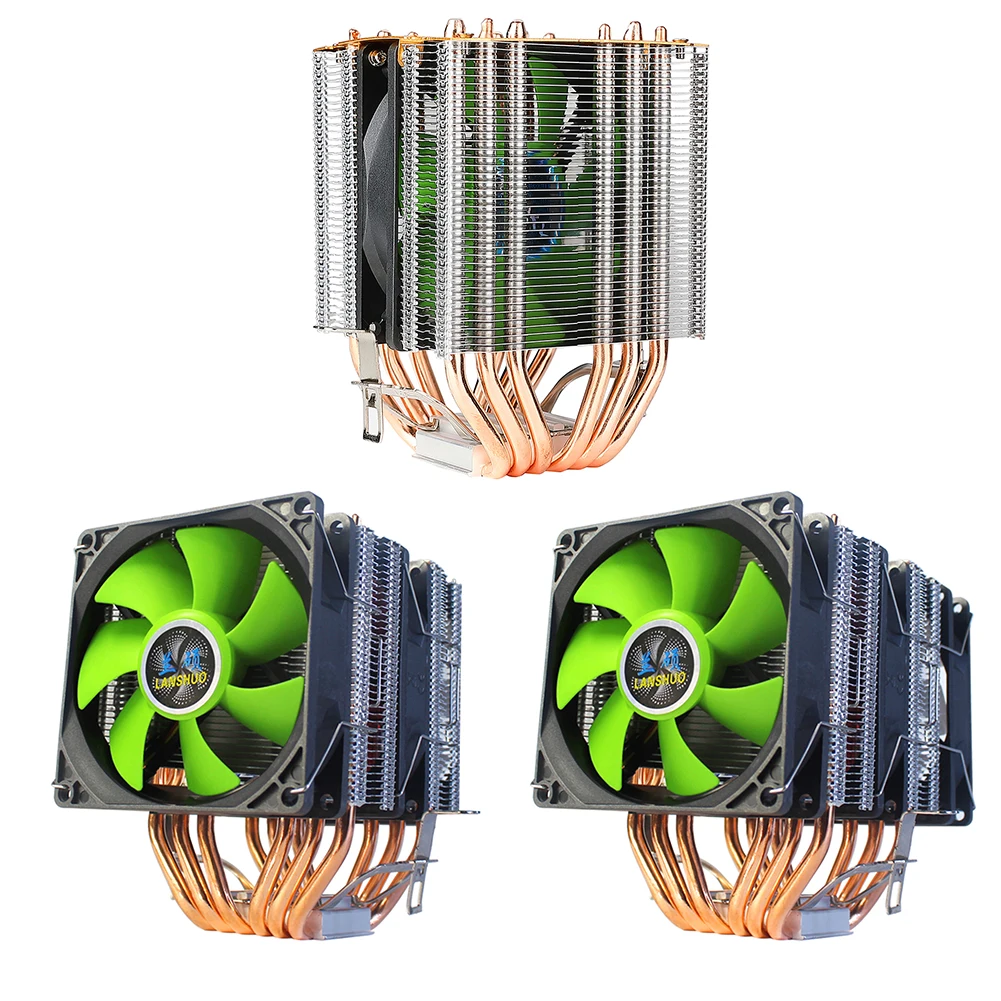 

Кулер для ПК, бесшумный 3-контактный радиатор, 6 тепловых трубок, ЦП для AMD Intel 5000 часов LGA 12 В постоянного тока 22 dBA X79 X99