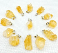 wholesale good quality natural gemstone yellow cyrstal irregular shape pendants for jewelry making necklaces 25pcs free shipping