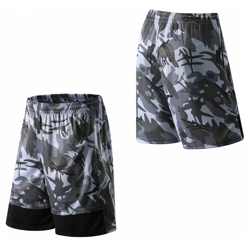 Men's Basketball Shorts Military Prints Patchwork and Side MVP Patterns Quick Dry Pockets Wasit Ribbon Asian Size 5XL | Спорт и