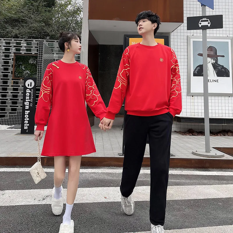 

Couple Matching Hoodies Sweatshirt Dress Sport Clothes College School Korean Fashion Style Young Pair Lovers Women Outfit Wear A