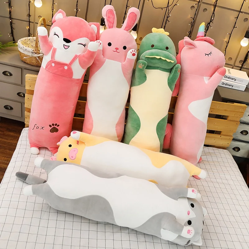 

70/90/120cm Cartoon Animal Unicorn Cat Dinosaur Plush Toys Stuffed Soft Long Sleeping Pillow Dolls Children Xmas Birthday Gift