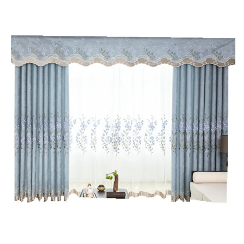 

Customized Curtains for Living Room Bedroom Modern New Chinese Style Embroidered Shade Curtain Ceiling Installation