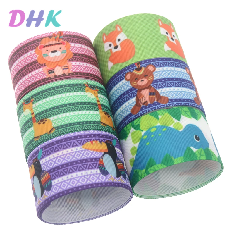 DHK 1 5 'Ƌ ярдов лиса динозавр с животным принтом Grosgrain ленточный аксессуар Луки